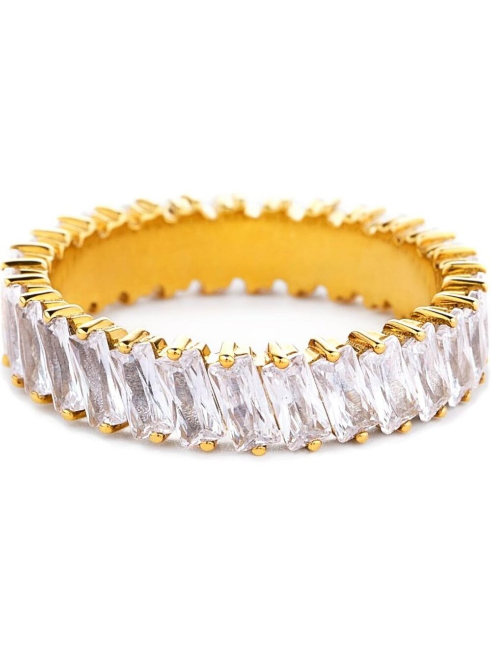 Elegant Gold Plated Wedding Band for Women, 925 Sterling Silver Eternity Ring
